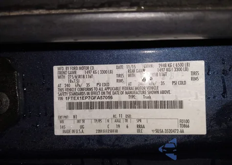 2016 Ford F150 Xlt z USA, uszkodzony, nr VIN 1FTEX1EP7GFA57056